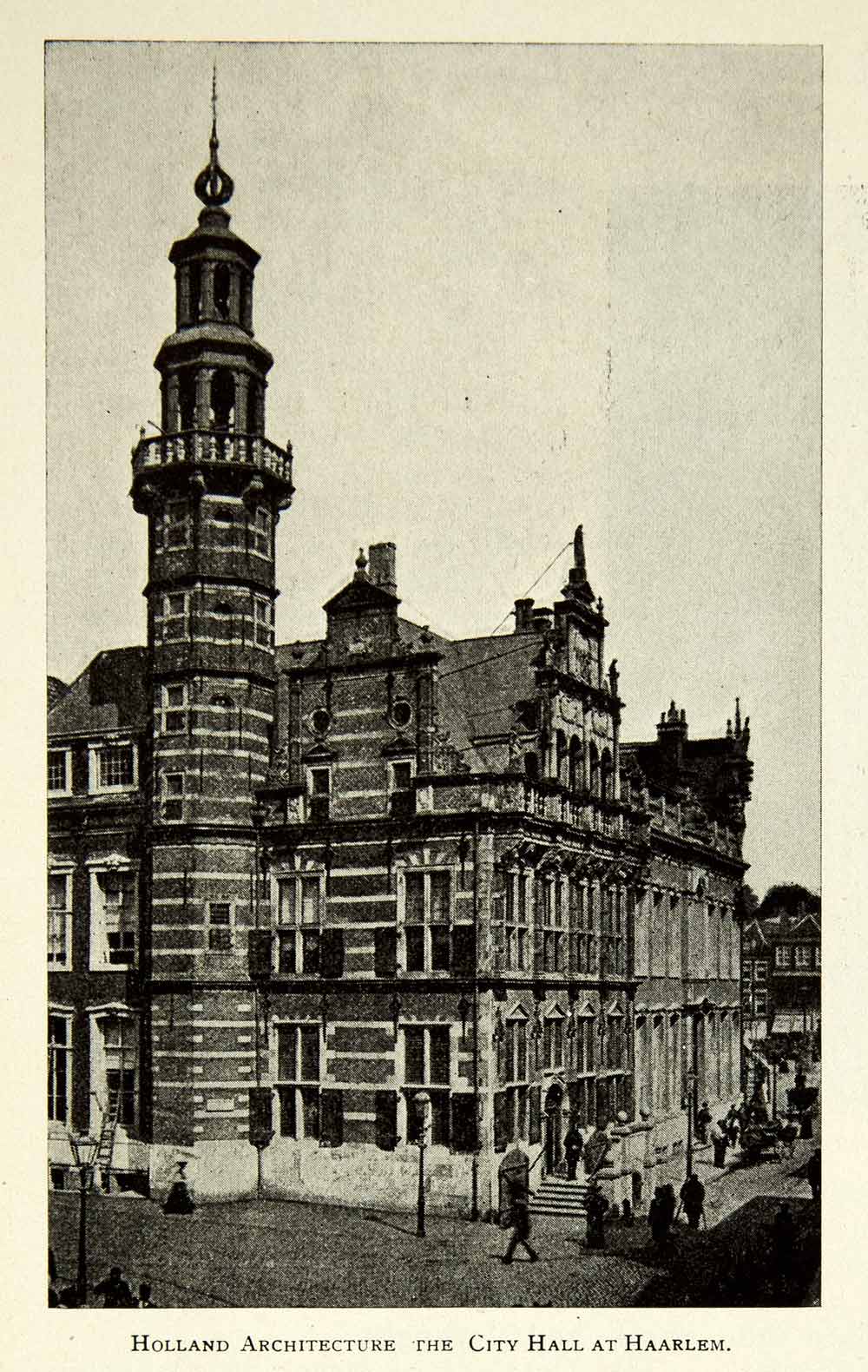 1900 Print Haarlem City Hall Architecture Netherlands Holland Historic View BVM1