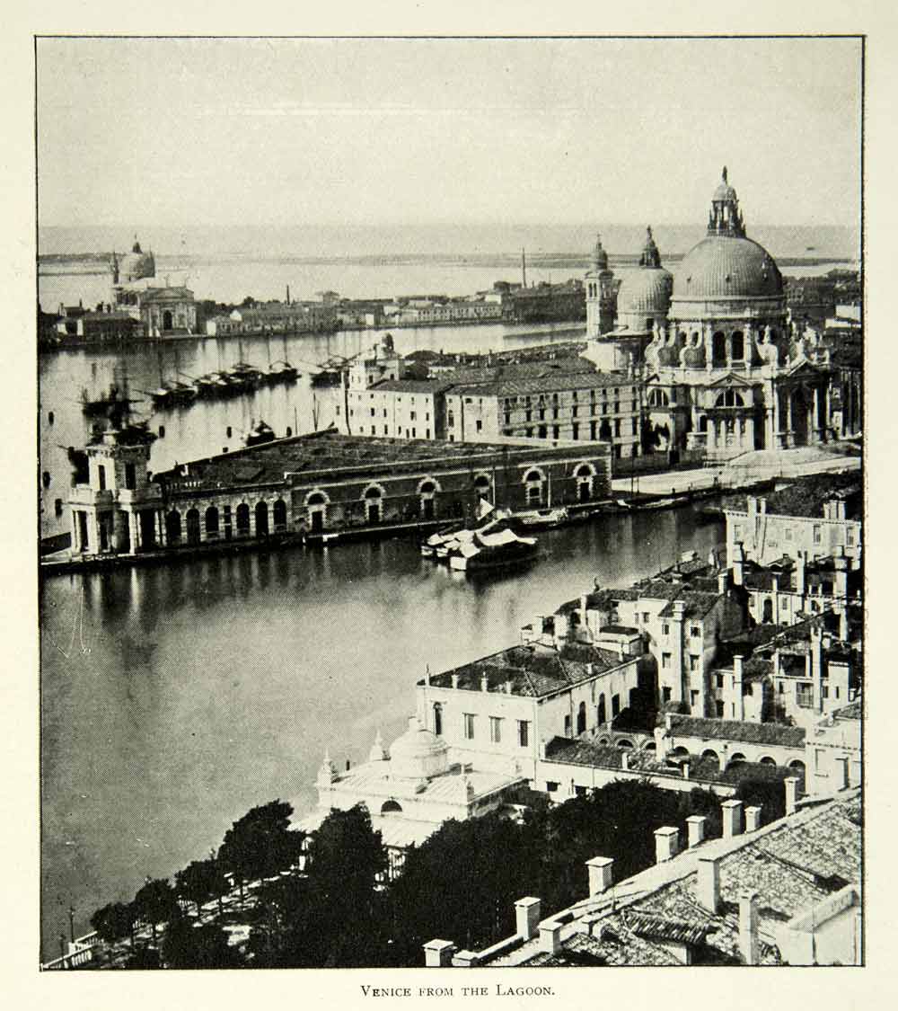 1901 Print Venice Cityscape Lagoon Buildings Architecture Historic Image BVM1