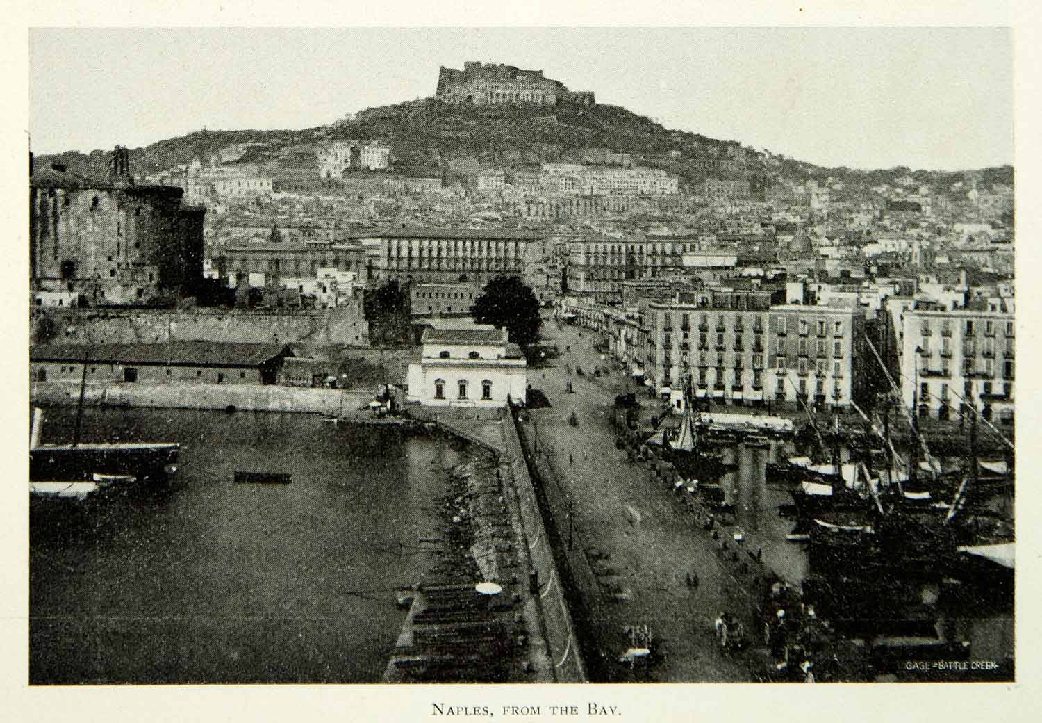 1902 Print Naples Bay Golfo di Napoli Italian City Cityscape Italy Historic BVM1