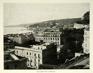 1902 Print Naples Bay Golfo di Napoli Italian Cityscape Italy Historic View BVM1