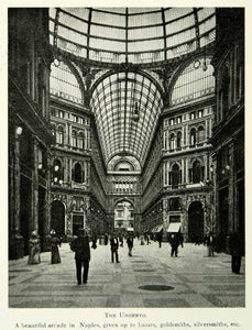 1902 Print Galleria Umberto I Interior Naples Napoli Architecture Historic BVM1