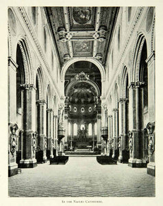 1902 Print Duomo di Napoli Interior Cattedrale di San Gennaro Naples Italy BVM1