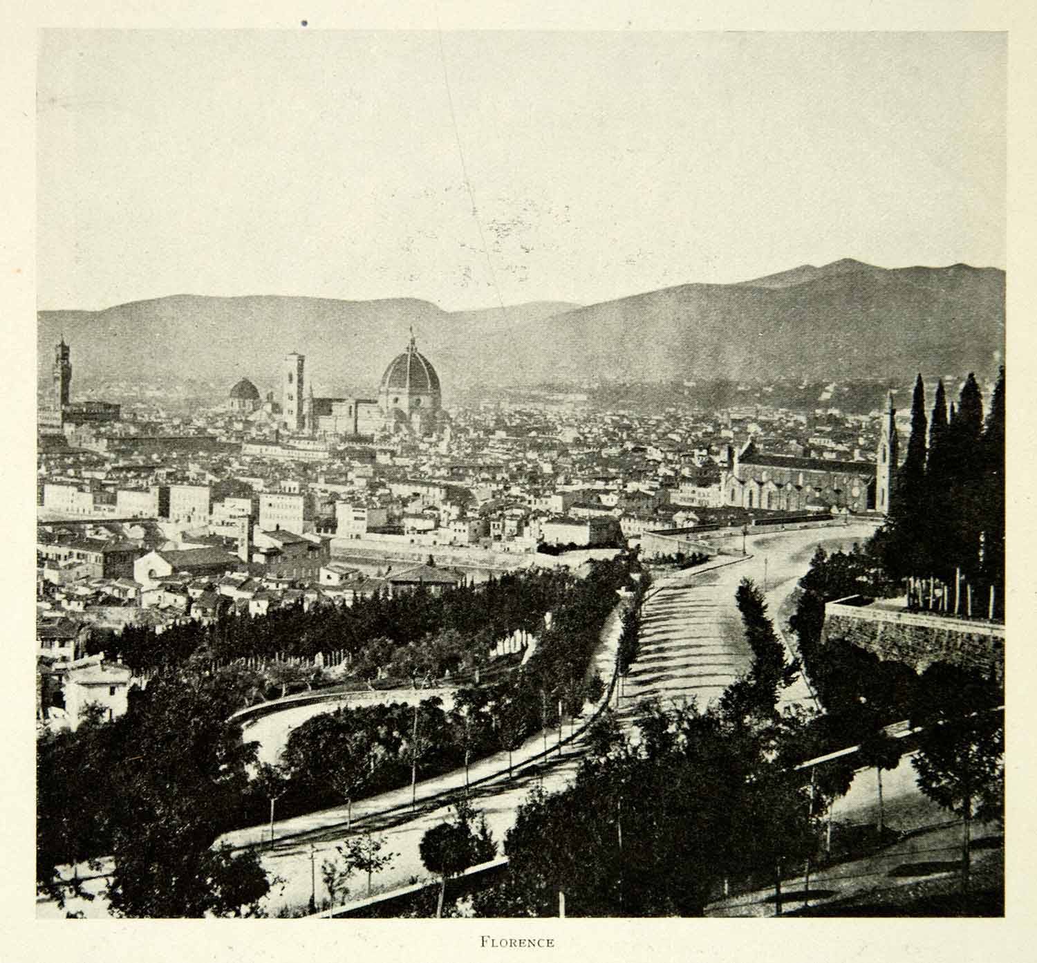 1902 Print Florence Italy Firenze Italian City Cityscape Historic Image BVM1
