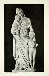 1902 Print Lorenzo Bartolini Charity Sculpture Female Figure Children Baby BVM1