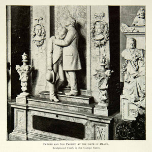 1902 Print Campo Santo Cemetery Genoa Italy Father Son Gate of Death Tomb BVM1