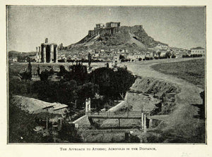 1902 Print Athens Greece City Cityscape Acropolis Ruins Greek Historic View BVM1