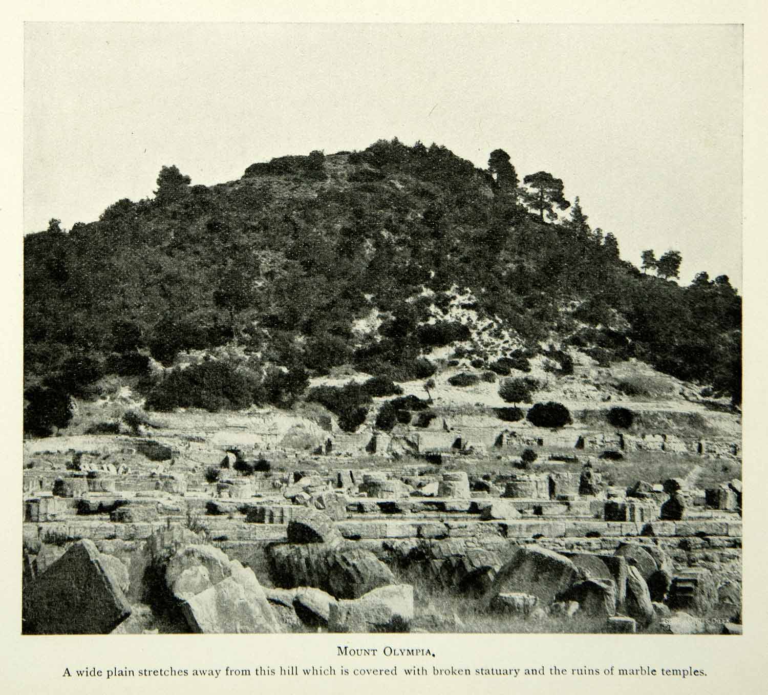 1902 Print Ancient Olympia Greece Mount Greek Ruins Temples Historic Image BVM1
