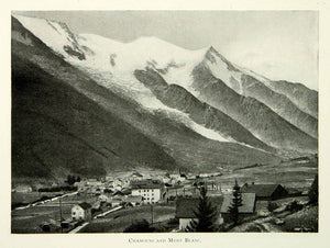 1902 Print Chamonix Mont Blanc France Town Valley Alps Landscape Historic BVM1