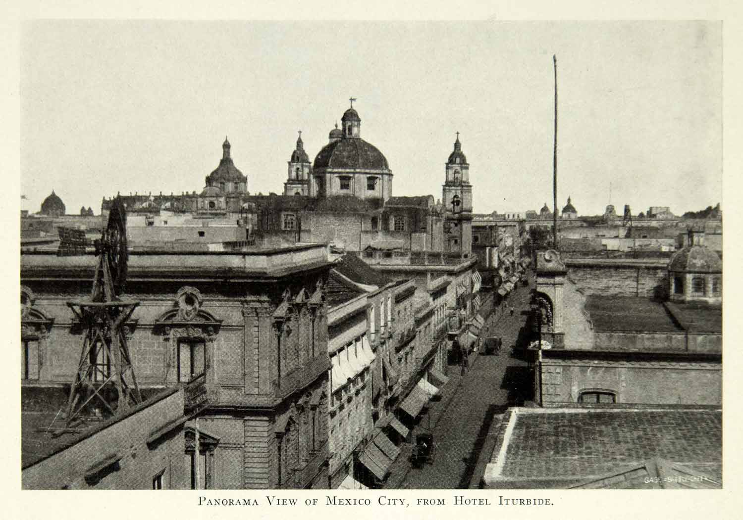 1903 Print Mexico City Buildings Street Architecture Cityscape Historic BVM1
