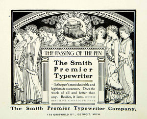 1902 Ad Vintage Smith Premier Typewriter Machine 174 Griswold St. Detroit BVM1
