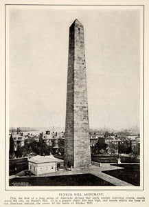 1907 Print Bunker Hill Monument Shrine Breed's Historical Landmark Granite BVM2