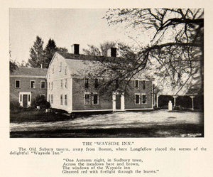 1908 Print Wayside Inn Old Subury Tavern Longfellow Howe Old Boston Post BVM2 - Period Paper
