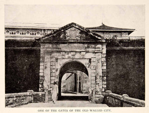 1908 Print Gates Walled City Manila Philippines Intramuros Historic Capital BVM2 - Period Paper
