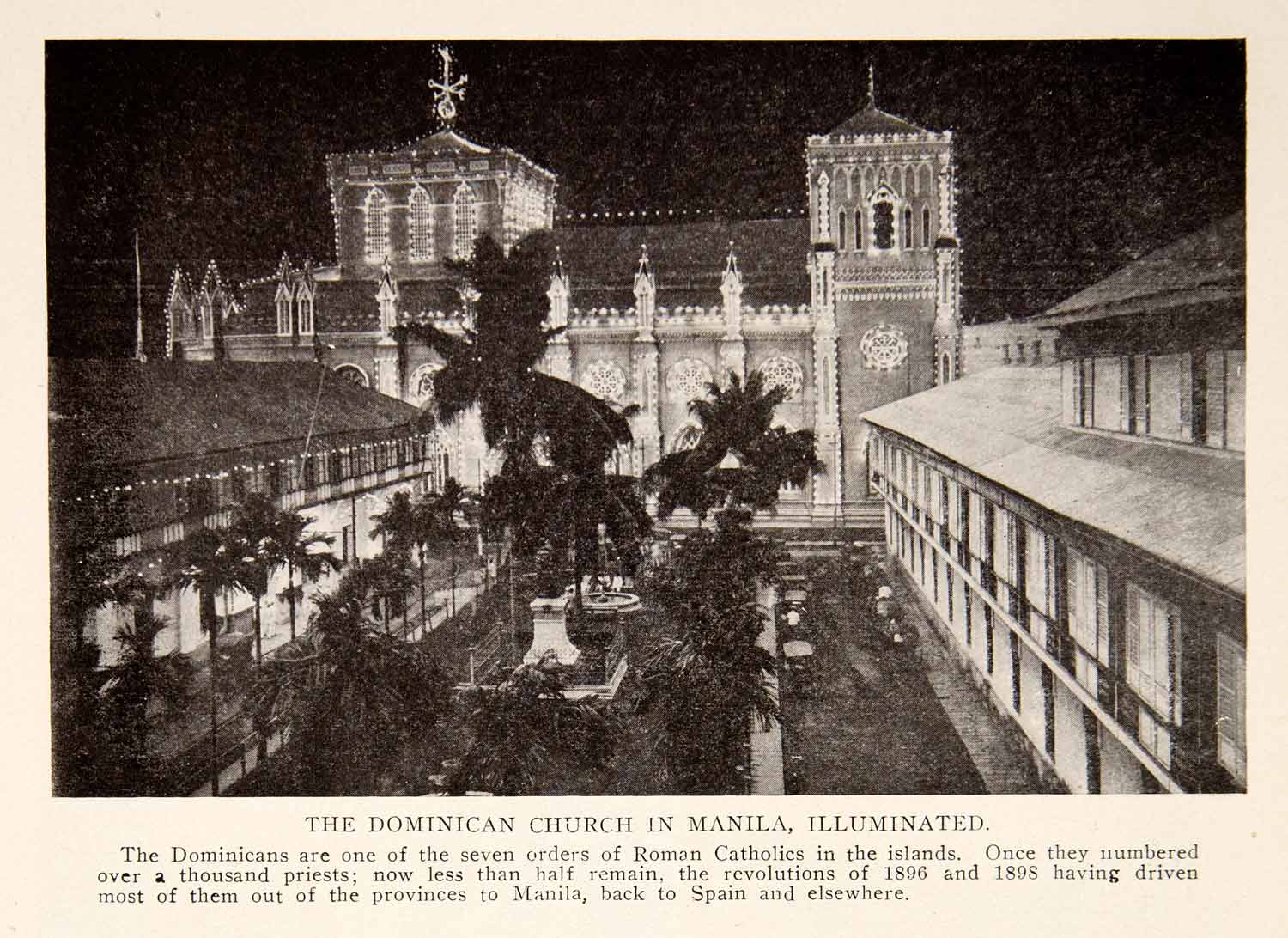 1908 Print Dominican Church Manila Roman Catholic Cathedral Revolutions BVM2