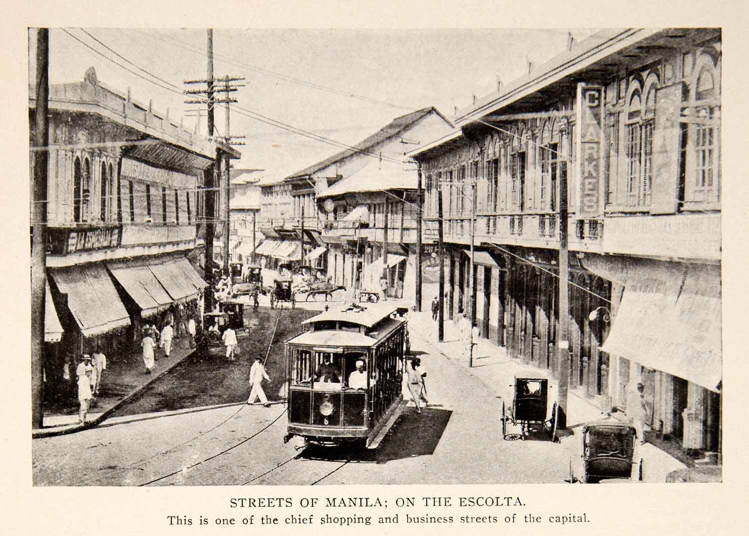 1908 Print Street Manila Escolta Shopping Business Capital Streetcar BVM2