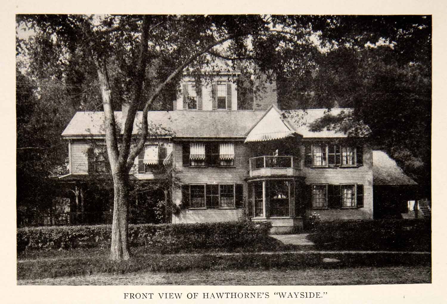 1908 Print Hawthorne's Wayside Concord Massachusetts Alcott Sidney Whitney BVM2