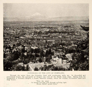 1908 Print Panorama Portland Oregon Columbia River Mount Hood Heights Homes BVM2