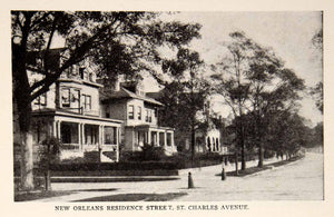 1908 Print New Orleans Residence Street St Charles Avenue Mansions Lee BVM2