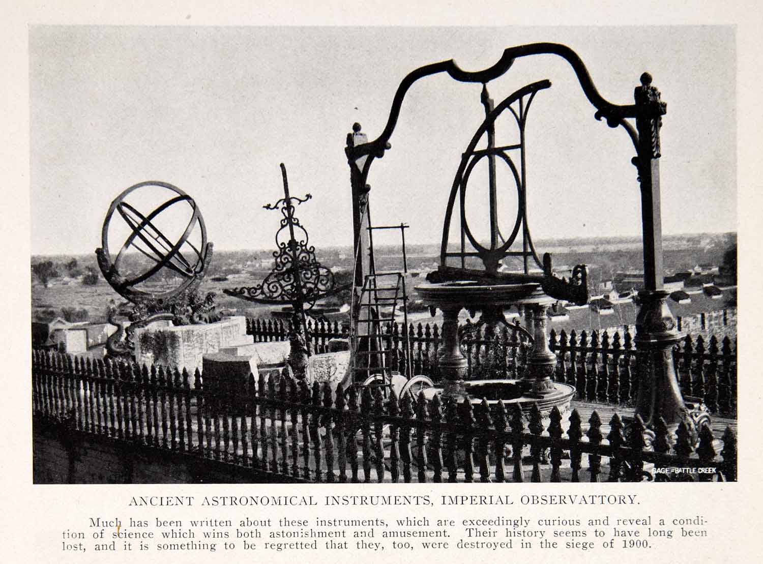 1910 Print Ancient Astronomical Instruments Imperial Observatory Bronzed BVM2