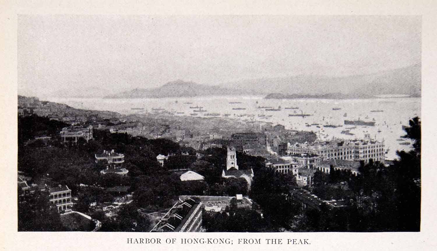1910 Print Harbor Hong Kong Harbor China British Colony Victoria Peak BVM2
