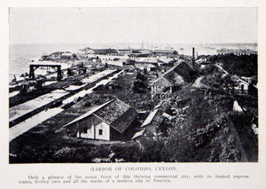 1911 Print Harbor Colombo Ceylon Sri Lanka Island Nation Ocean Train BVM2