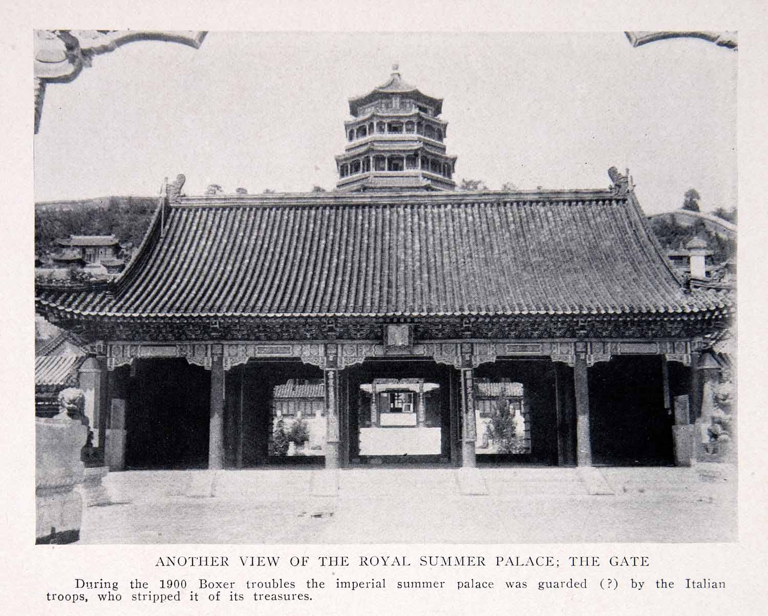1911 Print View Royal Summer Palace Gate Boxer Rebellion Guard Italian BVM2