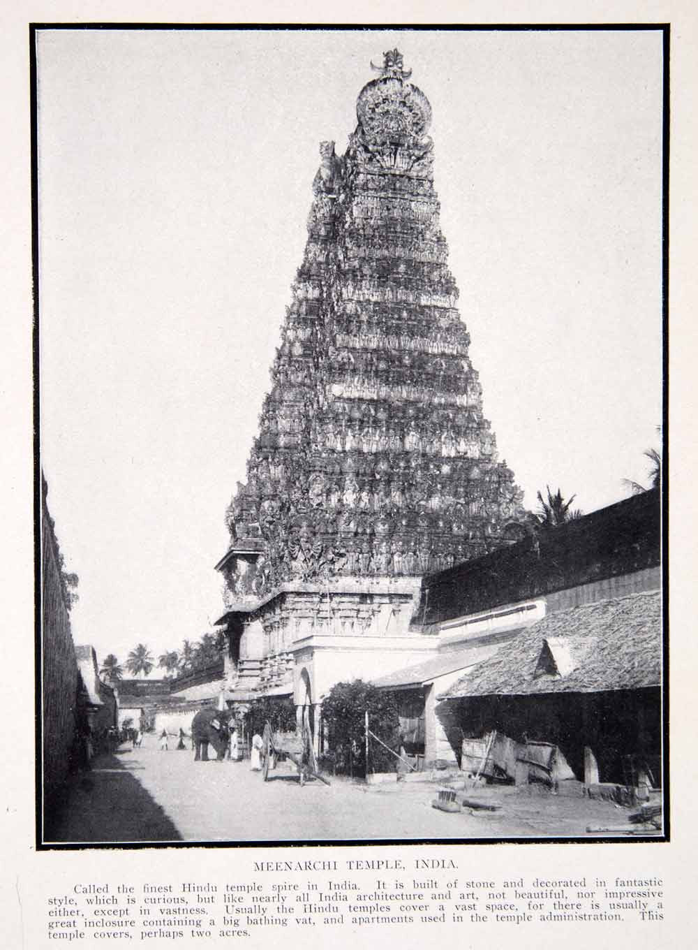 1911 Print Meenarchi Temple India Hindu Spire Stone India Architecture BVM2