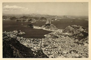 1937 Aerial View Rio de Janeiro Sugarloaf Mountain - ORIGINAL PHOTOGRAVURE BZ1