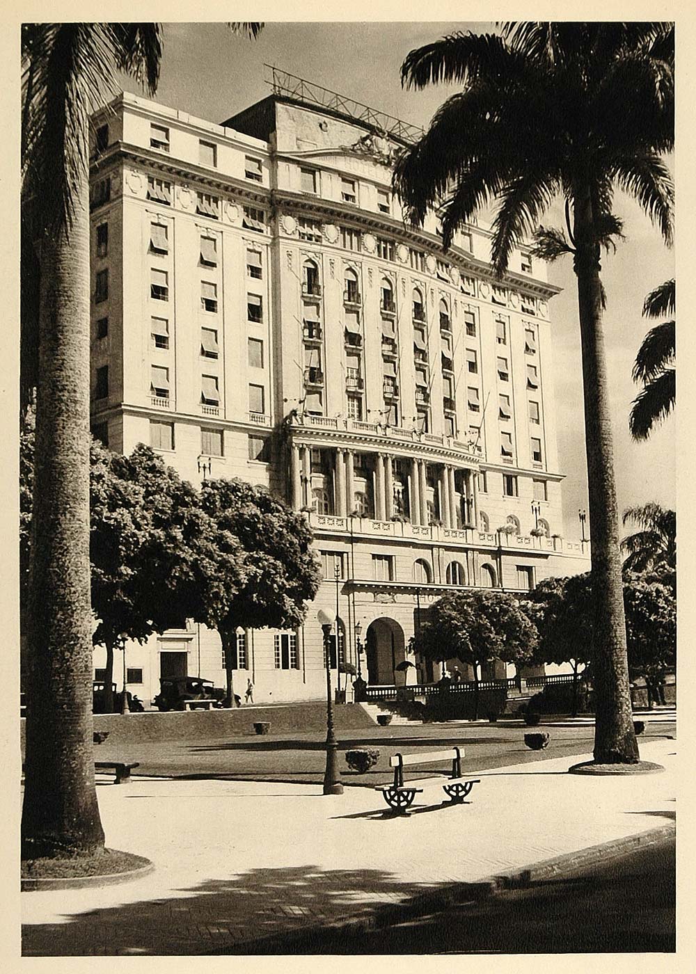 1937 Hotel Gloria Building Rio de Janeiro Photogravure - ORIGINAL BZ1