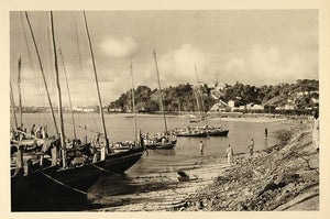 1937 Fishing Boats Harbor Beach Salvador Bahia Brazil - ORIGINAL BZ1