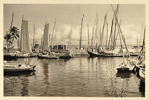 1937 Fishing Boats Pescadores Salvador Bahia Brazil - ORIGINAL PHOTOGRAVURE BZ1