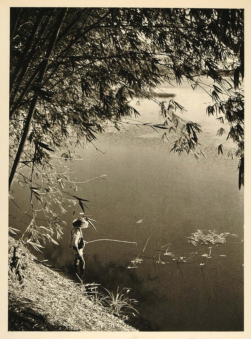 1937 Fisherman Fishing Amazon River Brazil Photogravure - ORIGINAL BZ1