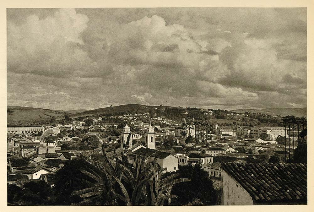 1937 City View Sao Joao del Rei Rey Brazil Photogravure - ORIGINAL BZ1