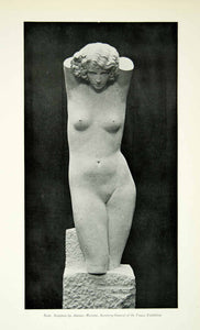 1930 Print Nude Sculpture Statue Model Woman Curly Hair Antonia Maraini CA1