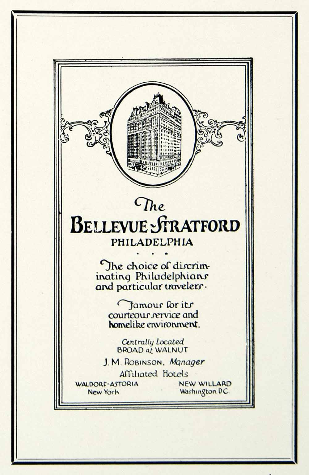 1928 Ad Bellevue-Stratford Hotel Broad Walnut Street Philadelphia PA Lodging CA1