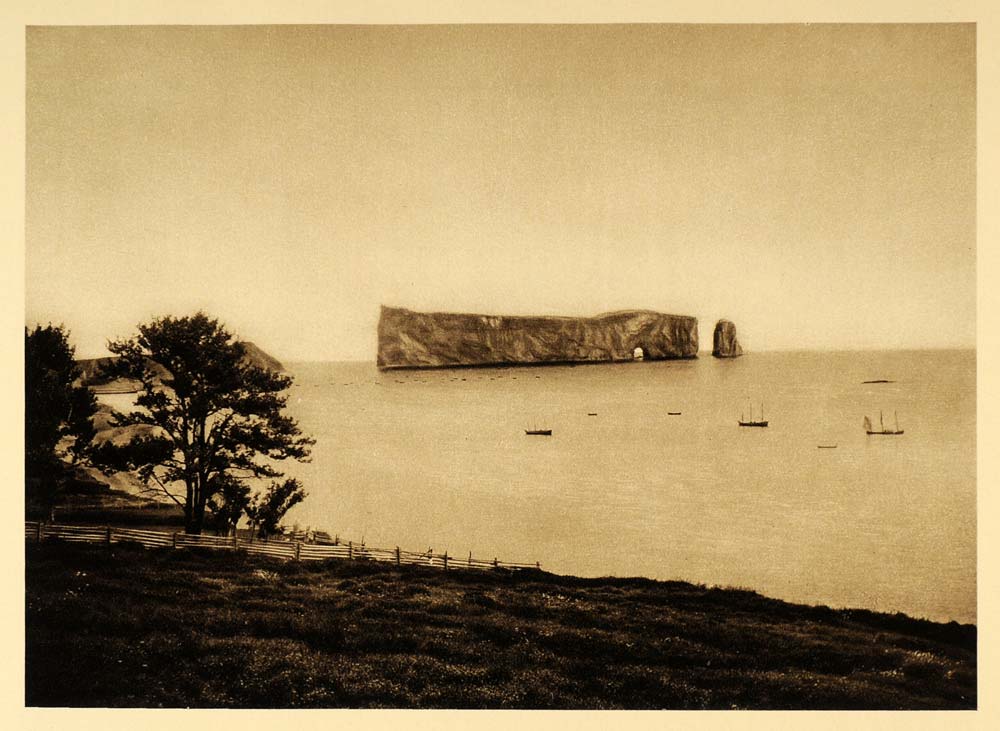 1926 Ile Percee Isle Rock Island Quebec Photogravure - ORIGINAL CAN2