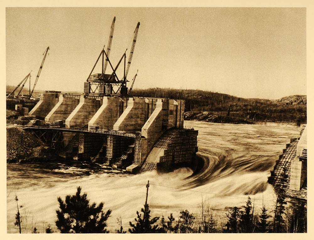 1926 Grande Decharge Dam Saguenay River Quebec Canada - ORIGINAL CAN2