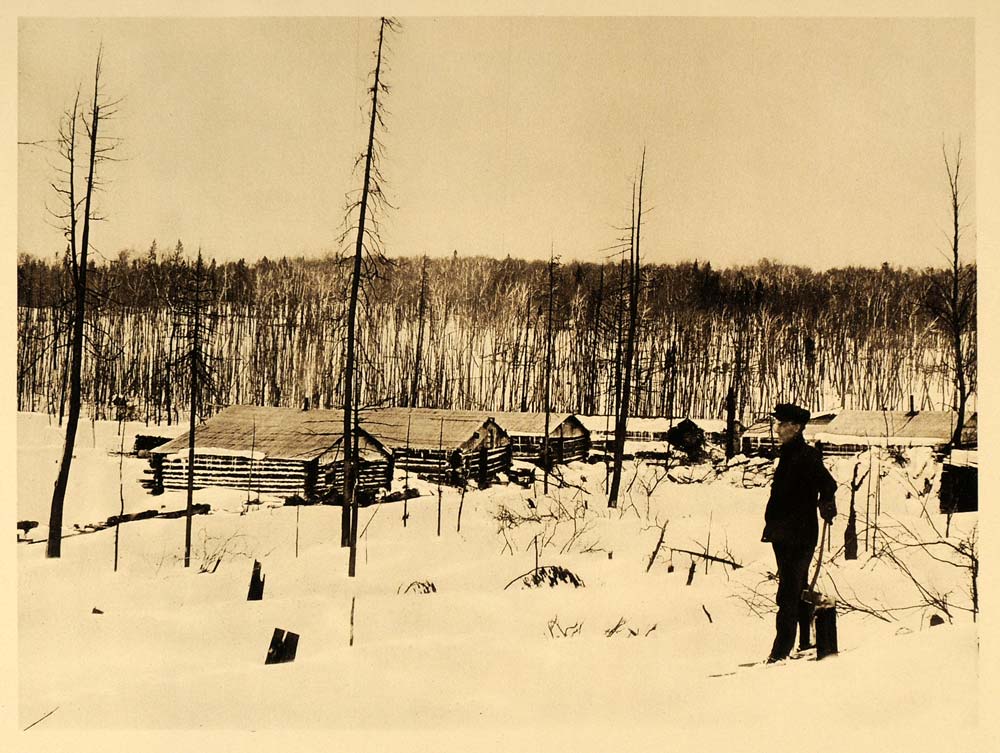 1926 Lumber Camp Northern Ontario Province Canada Snow - ORIGINAL CAN2