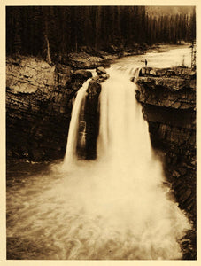 1926 Snake Indian River Lower Falls Jasper Park Alberta - ORIGINAL CAN2