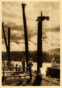 1926 Kitwanga Indian Totem Poles Wood Boys Canada BC - ORIGINAL CAN2