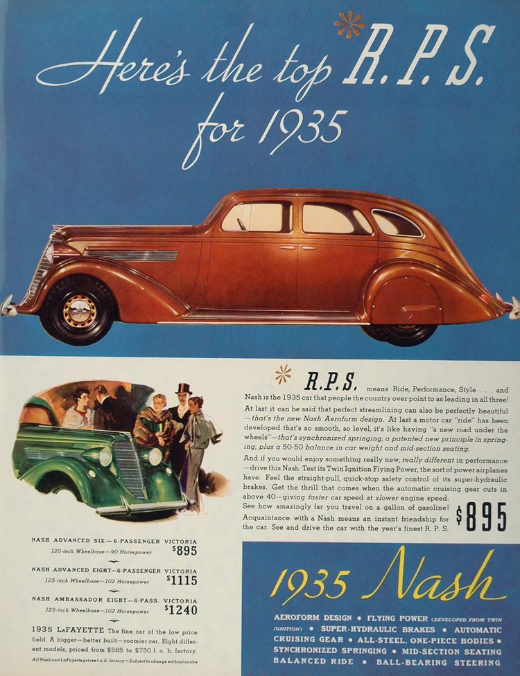 1935 Ad Nash Ambassador Advanced Six Eight Victoria - ORIGINAL ADVERTISING CARS4