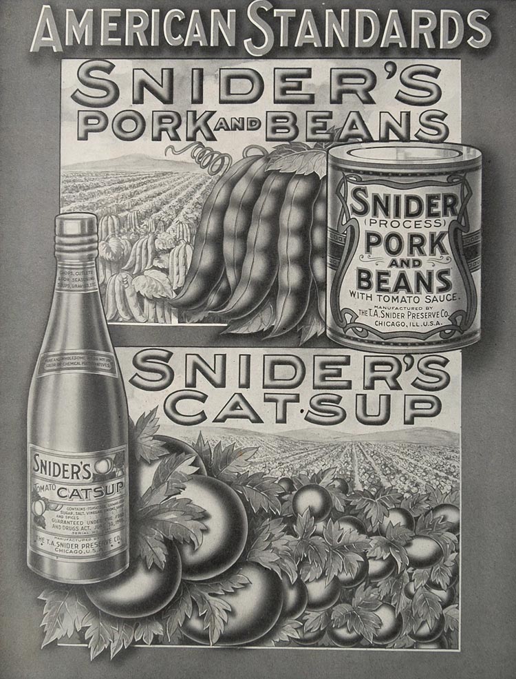 1915 Vintage Ad Snider Pork Beans Can Catsup Ketchup - ORIGINAL CARS4
