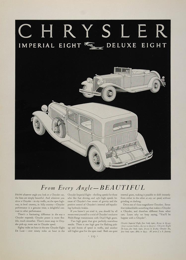 1931 Print Ad Chrysler Imperial Eight Deluxe Price Car - ORIGINAL CARS5