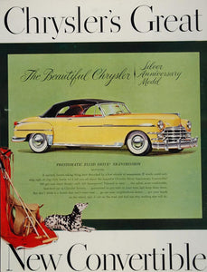 1949 Ad Chrysler Yellow Convertible Dalmatian Dog Polo - ORIGINAL CARS5