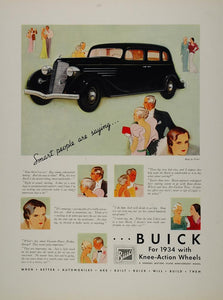 1934 Ad Buick Black Sedan Vintage Car Knee Action Wheel - ORIGINAL CARS5
