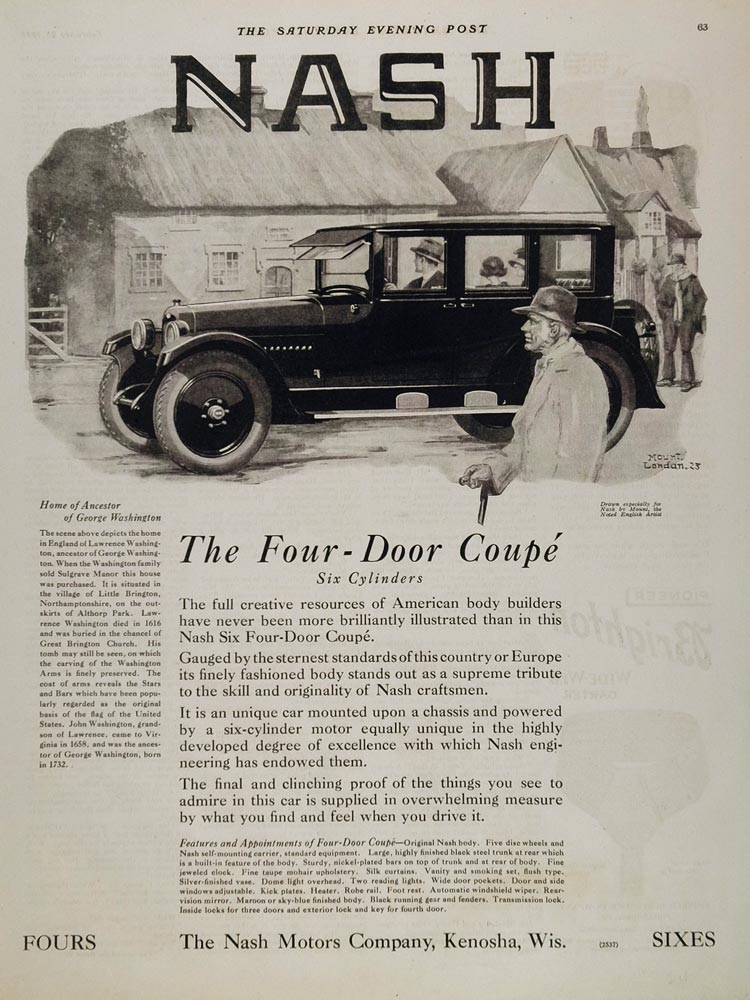 1924 Ad Nash Six 4-Door Coupe Little Brington England - ORIGINAL CARS5