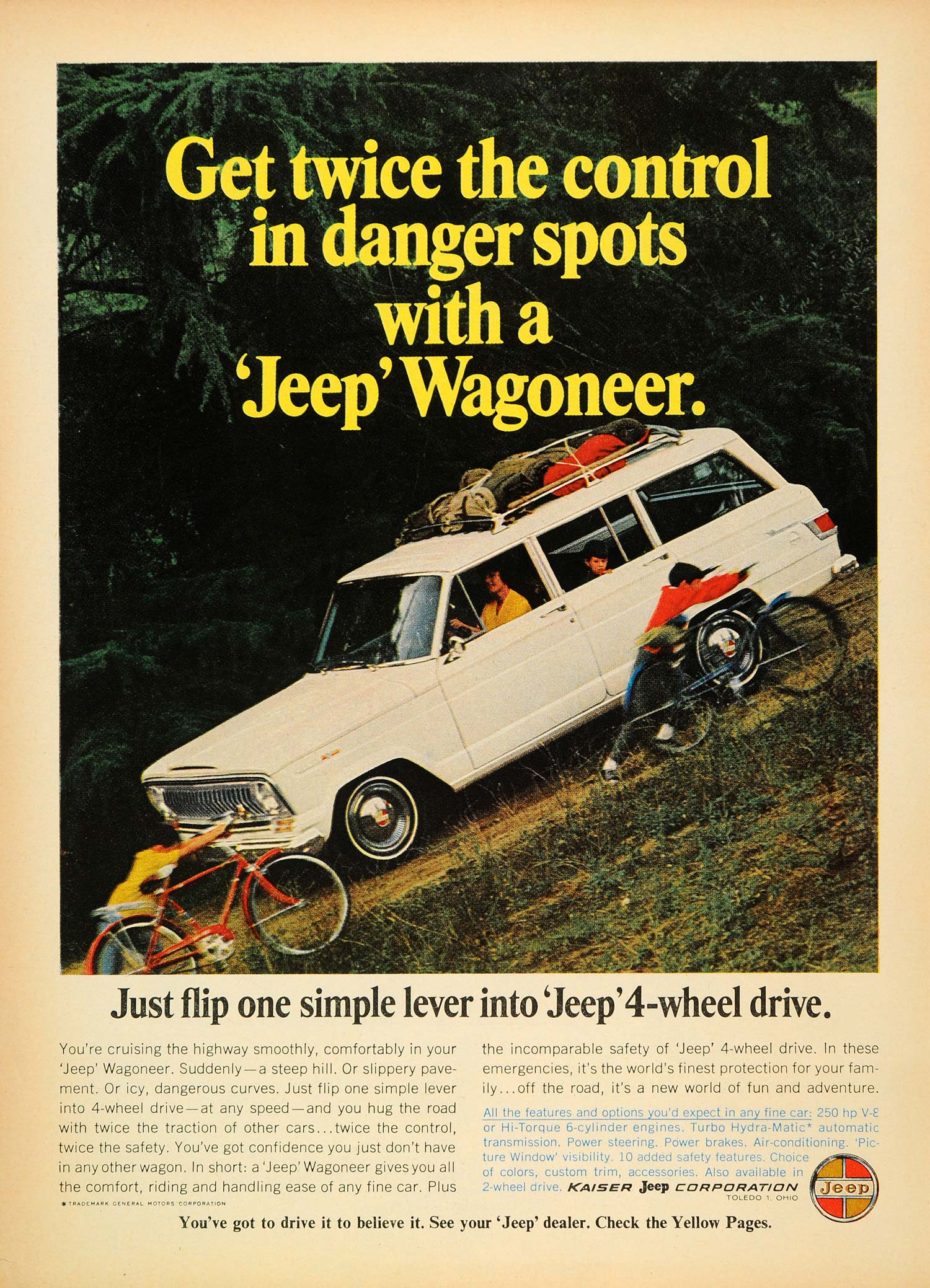 1966 Ad Kraiser White Jeep Wagoneer Hill Bicycles Boys - ORIGINAL CARS7