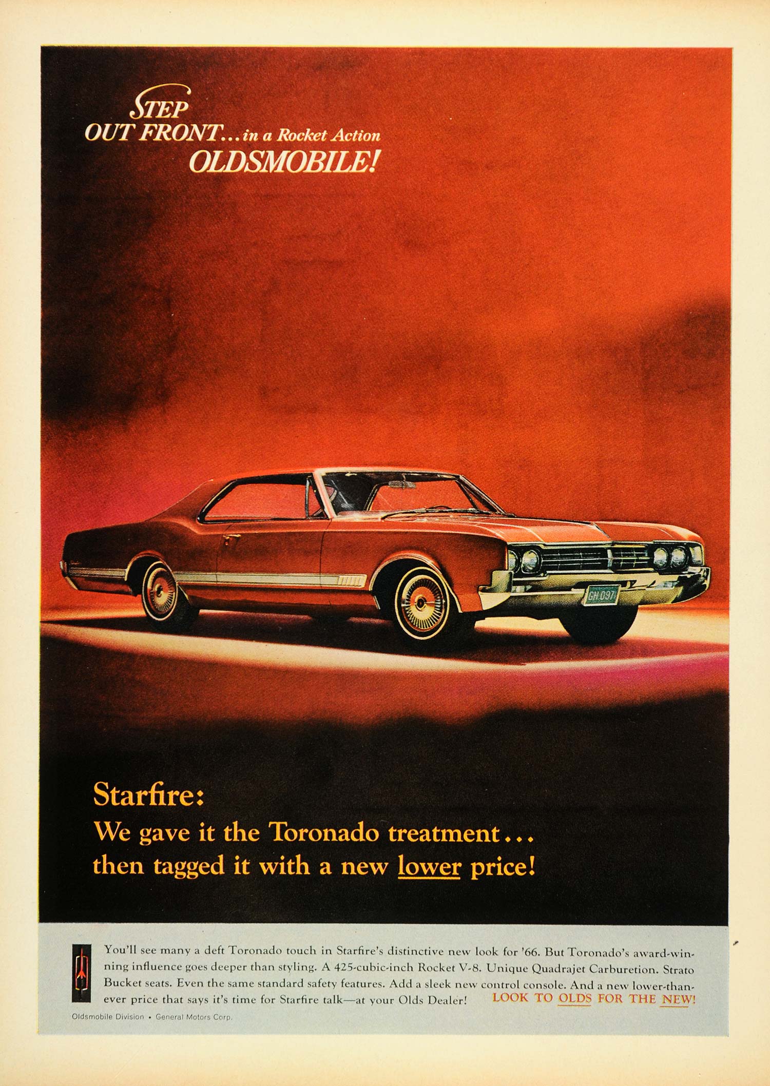 1966 Ad Red Oldsmobile Toronado Automobile Vintage Car - ORIGINAL CARS7