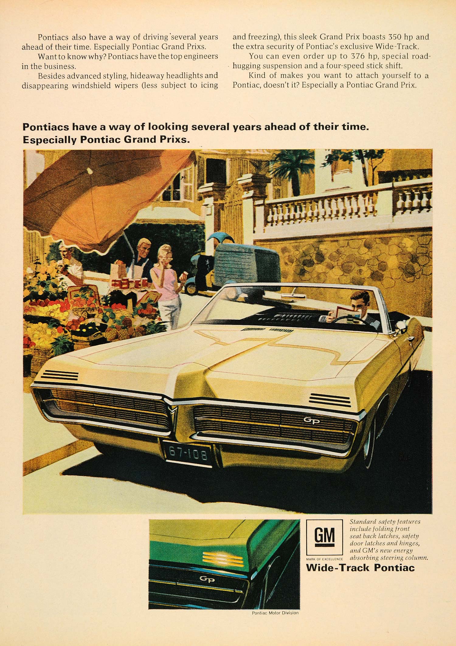 1967 Ad Tan Pontiac Grand Prixs Automobile Fruit Market - ORIGINAL CARS7