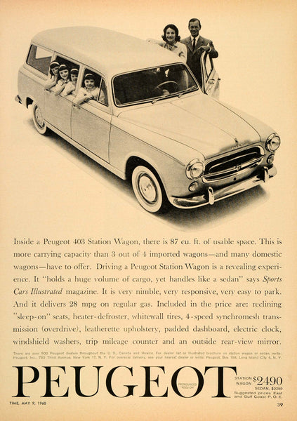 【洋書】Station Wagons 1960 Ad Peugeot 403 Station Wagon Automobile Vintage - ORIGINAL